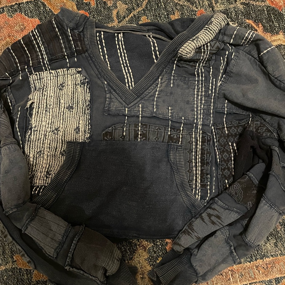 FP Movement by Free People V-Neck Sweater - Black and Gray